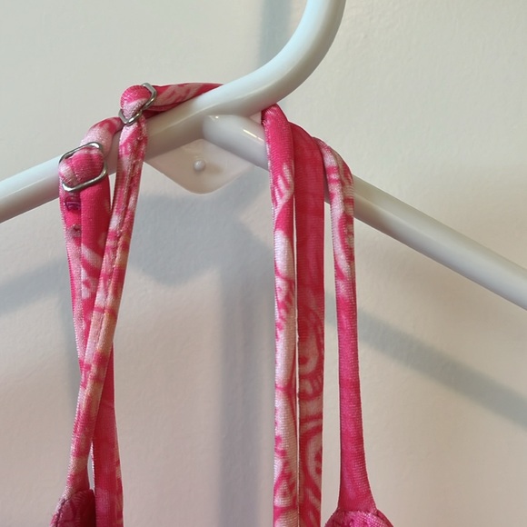 New Ramy Brook Zuma Reversible Plunge Pink Multi One-Piece Swimsuit NWT Large - Picture 7 of 10